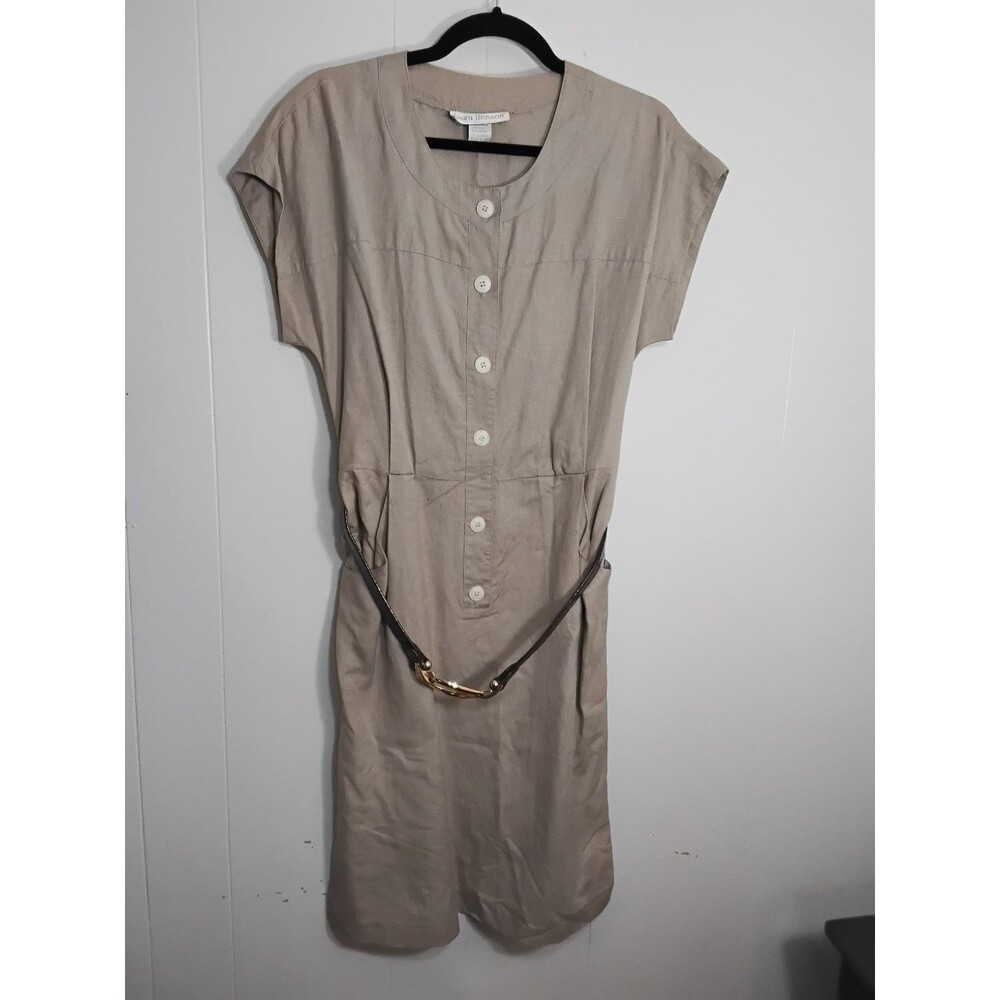 Laura Henson Belted Style Linen Shirt Dress Size 10